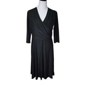 Jon & Anna Size Large Stretchy 3/4 Sleeve Black Dress